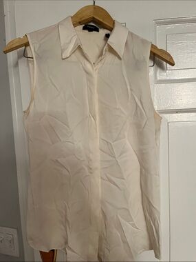 Theory Cream Sleeveless Collared Camisole